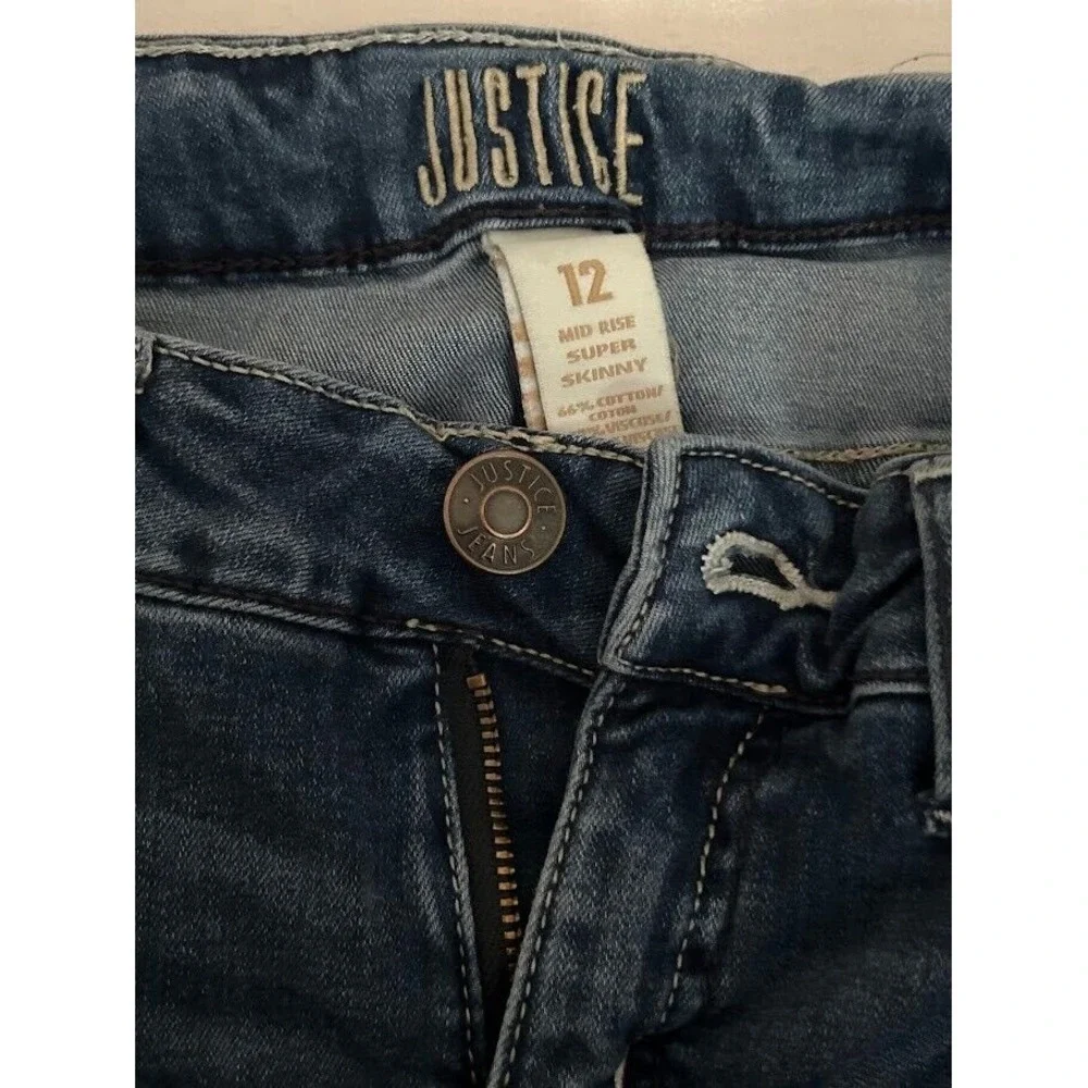 Justice Mid Rise Super Skinny Jeans Girl's 12 distresed‎